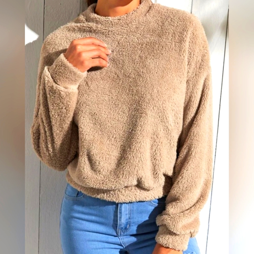 NWOT Mocha Teddy Sweater Pullover